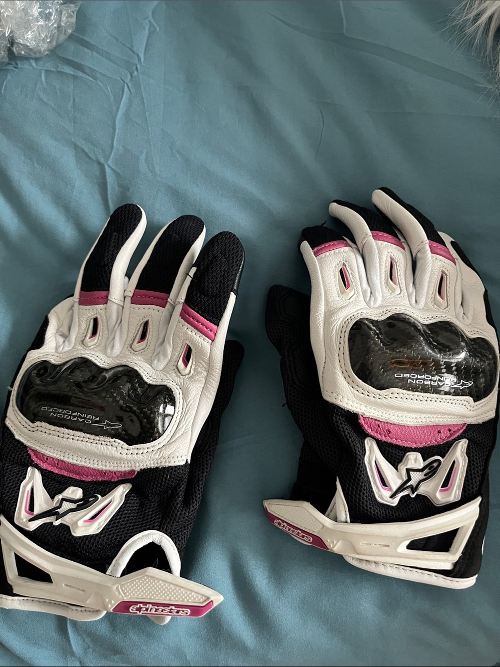 Alpinestars Women's Motorcycle Gloves in Black, White & Pink